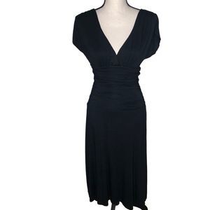 Velvet By Graham & Spencer Black Ruched Waist Fit and Flare Dress